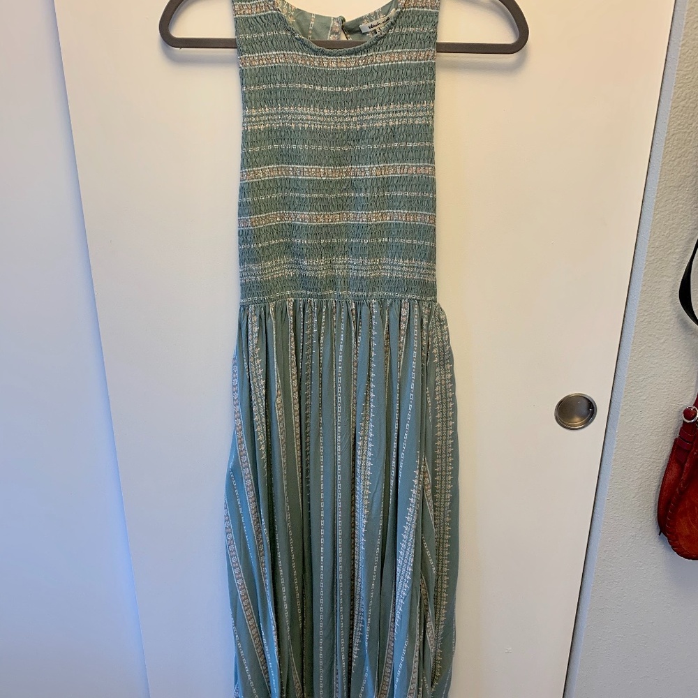 Blue Ciel Printed Smocked Midi Dress